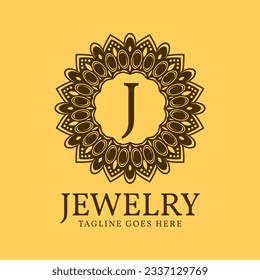 letter J circular vintage border initial vector logo design
