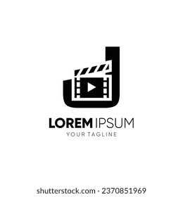 Letter J Clapperboard Logo Design Vector Icon Graphic Emblem Illustration