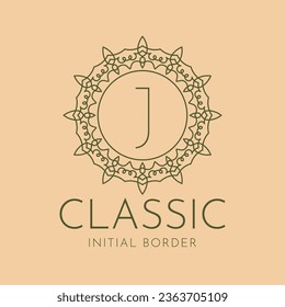 letter J classic circular border vector logo design
