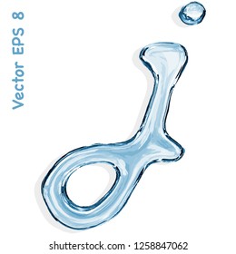 Letter j from clear transparent bluish water droplets. Vector EPS 8.