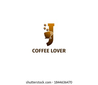 letter J coffe and cup logo template