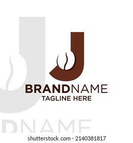Letter J Coffee Logo Design Template Inspiration, Vector Illustration.