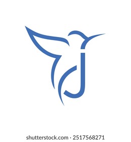 Letra J Colibri Diseño de logotipos Icono de Vector Ilustración de símbolos de emblema gráfico