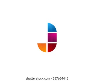Letter J Color Shape Logo Design Template Element