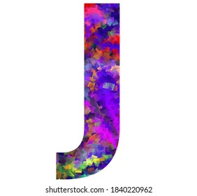 Letter J with colorful abstract inside