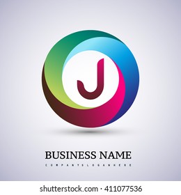 Letter J colorful in the circle logo. Vector design template elements for your application or company identity.