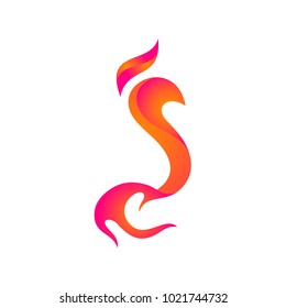 Letter J colorful flame swoosh Vector logo design template. Icon alphabet concept, abstract shape, eps10