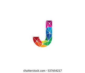 Letter J Colorful Low Poly Logo Design Template Element