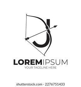 Letter J Combine Arrow And Bow Logo Designs Vector Illustration Black Color