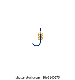 Letter J combined with wheat icon logo design illustration