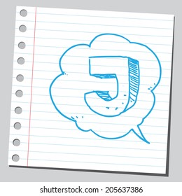Letter J in comic bubble 