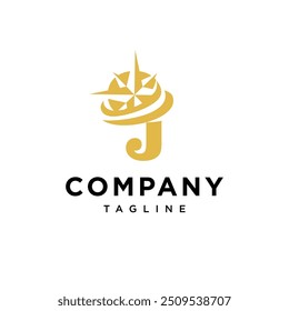 Letra J Brújula logo icono Vector