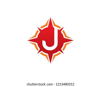 Letter J Compass Logo Template Design Vector, Emblem, Concept Design, Creative Symbol, Icon