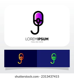 Letter J Computer Mouse Logo Design Vector Icon Graphic Emblem Illustration