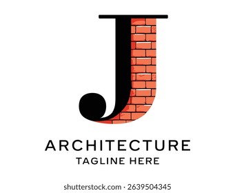 Letter J Construction Logo with Brick Wall Vector