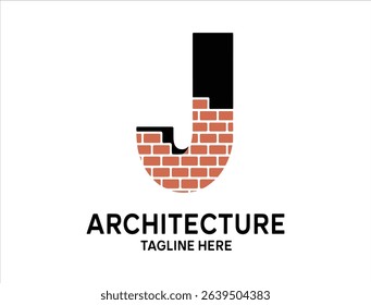 Letter J Construction Logo with Brick Wall Vector