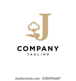 Letter J Cotton Gold Logo Icon vector