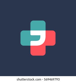 Letter J cross plus logo icon design template elements