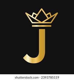 Letter J Crown Logo. Crown Logo for Beauty, Fashion, Star, Elegant, Luxury Sign