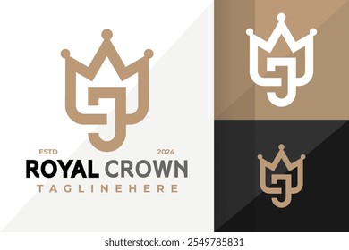 Letra J Crown Logo Icon Diseño de Vector