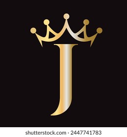 Letter J Crown Logo for Queen Sign, Beauty, Fashion, Star, Elegant, Luxury Symbol	