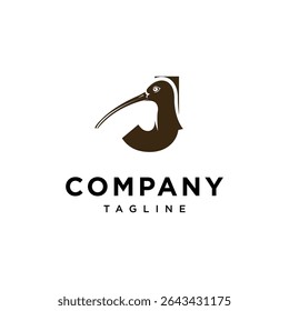 Letter J Curlew bird Logo Icon Vector