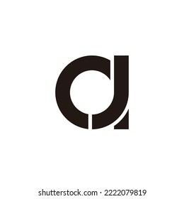 Letter J, d and a circle, outline geometric symbol simple logo vector