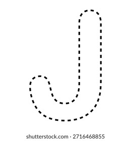 Letra J línea discontinua esquema versión de Ilustración vectorial negro
