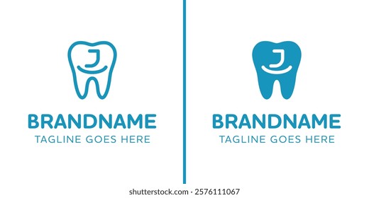 Letter J Dental Tooth Logo, symbolizing tooth, dental care and orthodontist