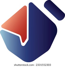 Un diseño de letra J, un componente, un icono