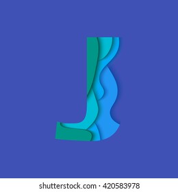 Letter J design template element. Material design Character for vector logo, icon and sign.