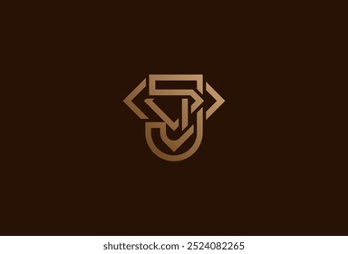 Letra J Logo de diamante, letra J con combinación de diamante, utilizable para logotipos de marca y empresa, elemento de Plantilla de diseño de logotipo de joyería, Ilustración vectorial