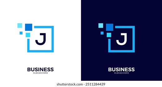 Letter J digital tech logo design inspiration.