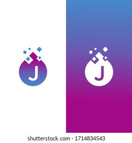 letter j digital waterdrop vector
