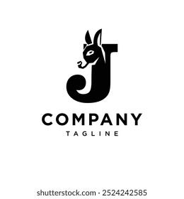 Letra J Donkey Logo Ícone vetor