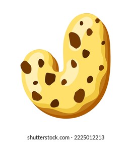 Letter j in donut font vector illustration. Design of alphabet letter from chocolate donut or cookie with icing. Food, dessert, typography concept for bakery or cafe