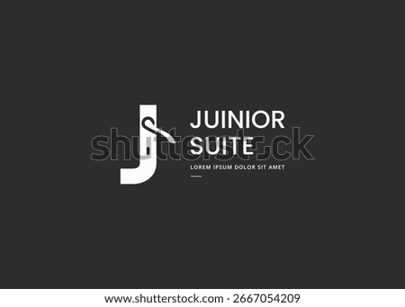 Letter J with door handle logo design. J monogram hotel room door symbol logo icon sign