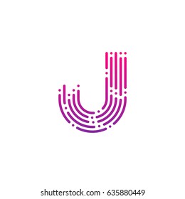 Letter J with Dots and Lines logotype,Fast Speed, Delivery, Digital and Technology for your Corporate identity