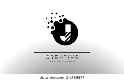 Letter J Dots Logo. O Letter Design Vector with Dots.