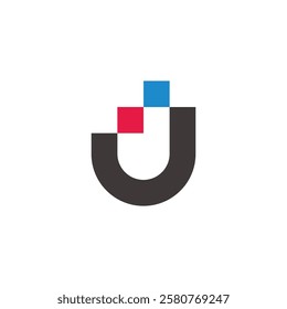 letter j dots squares colorful pixel logo vector 