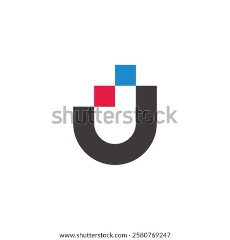 letter j dots squares colorful pixel logo vector 