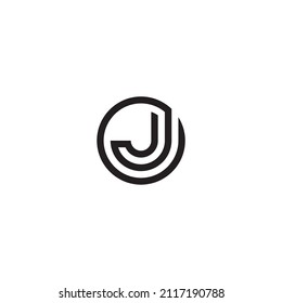 letter J, J double, J circle simple symbol logo vector