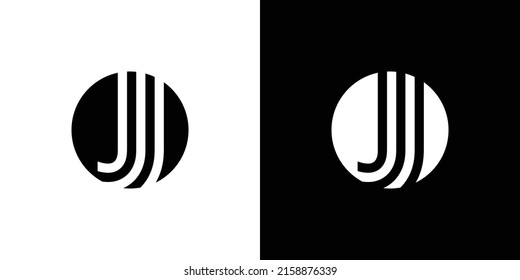 letter J, J double, J circle simple symbol logo vector
