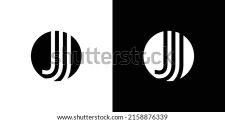 letter J, J double, J circle simple symbol logo vector