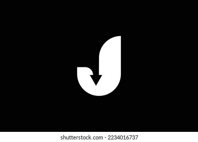 Plantilla de diseño del logotipo de flecha abajo de la letra J