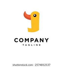 Letter J Duck Cute Logo Icon Vector