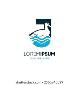 Letter J Duck Logo Design Vector Icon Graphic Emblem Illustration 