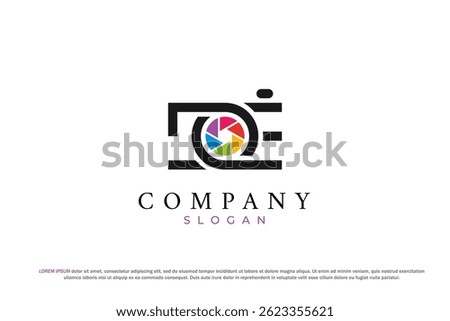 letter j and e photography studio camera lens logo