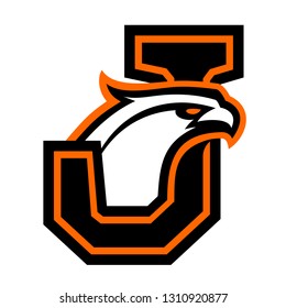 Letter J with eagle head. Great for sports logotypes and team mascots. 