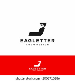 Letter J eagle head logo black vector color and red background